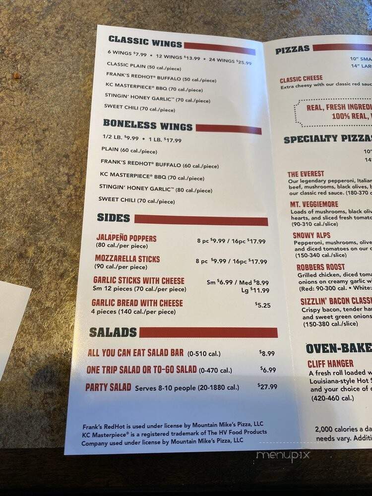 Mountain Mike's Pizza - Redding, CA menu_pic