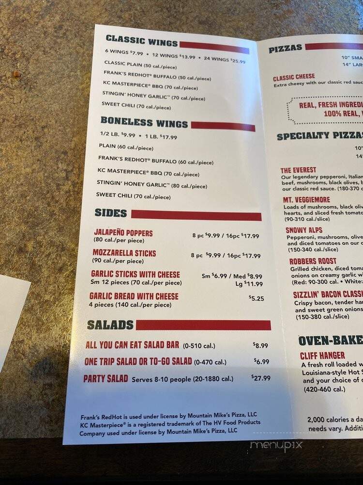 Mountain Mike's Pizza - Redding, CA menu_pic