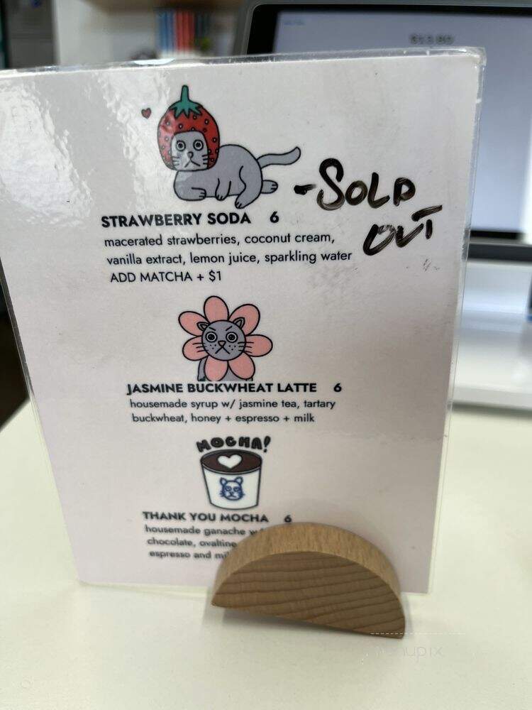 Thank You Coffee Pop Up - Los Angeles, CA menu_pic