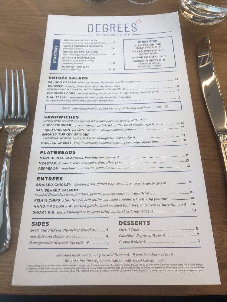 Degrees - Columbus, OH menu_pic
