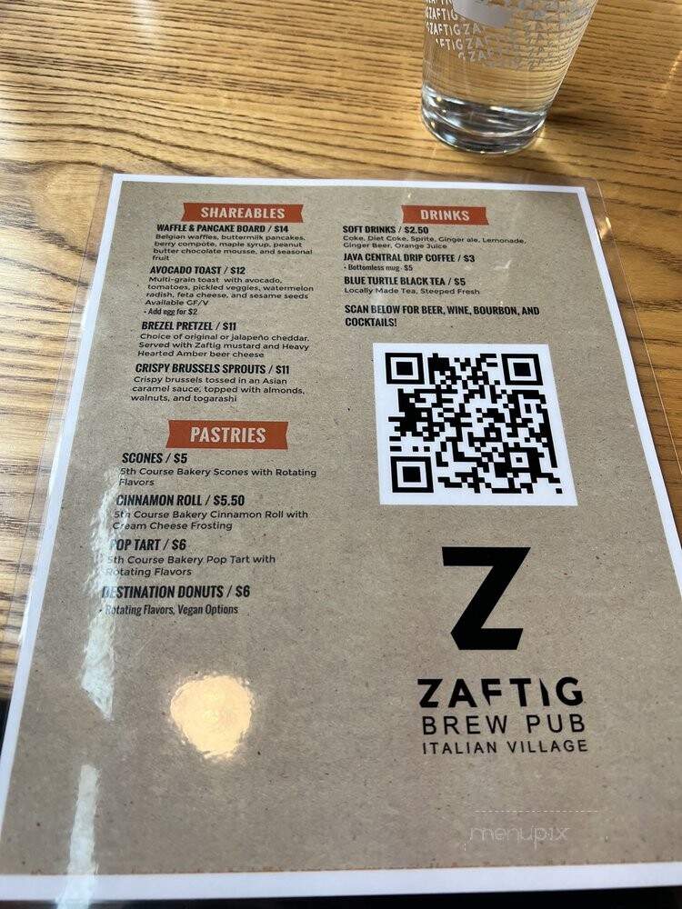 Zaftig Brew Pub - Columbus, OH menu_pic
