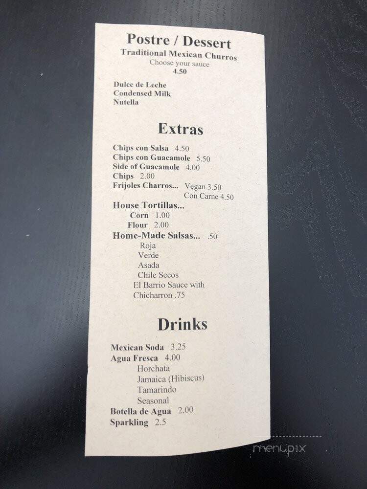 Taqueria El Barrio - Brookline, MA menu_pic