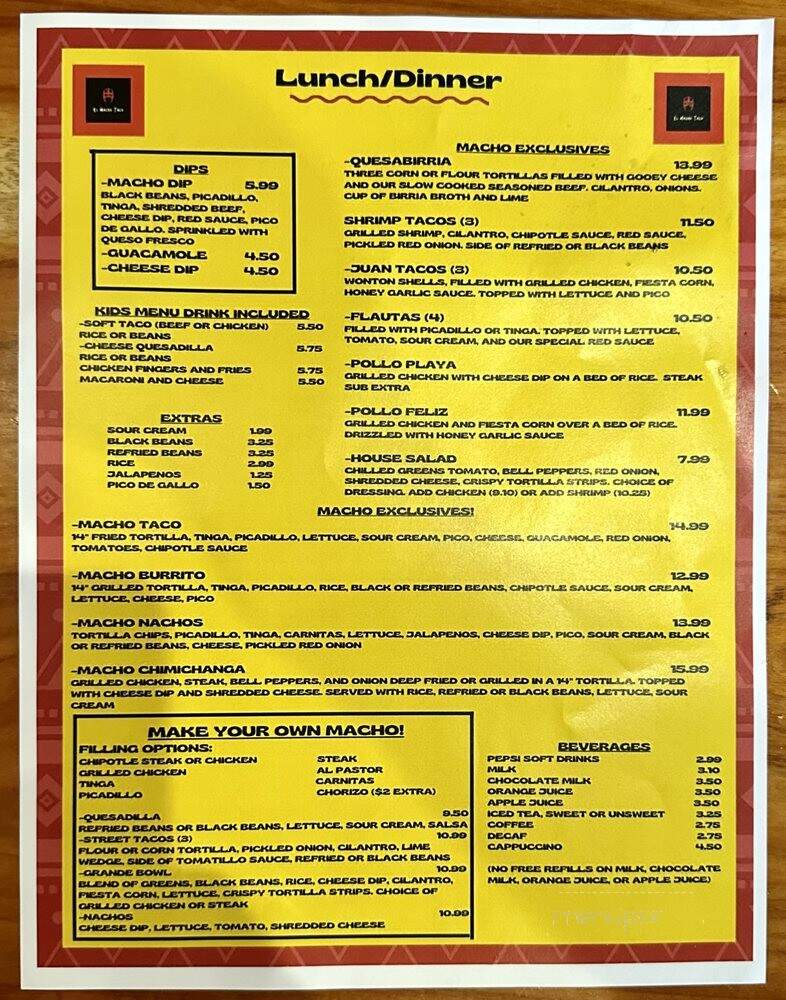 El Macho Taco - Edwardsville, IL menu_pic