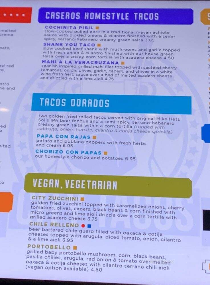 City Tacos - San Diego, CA menu_pic