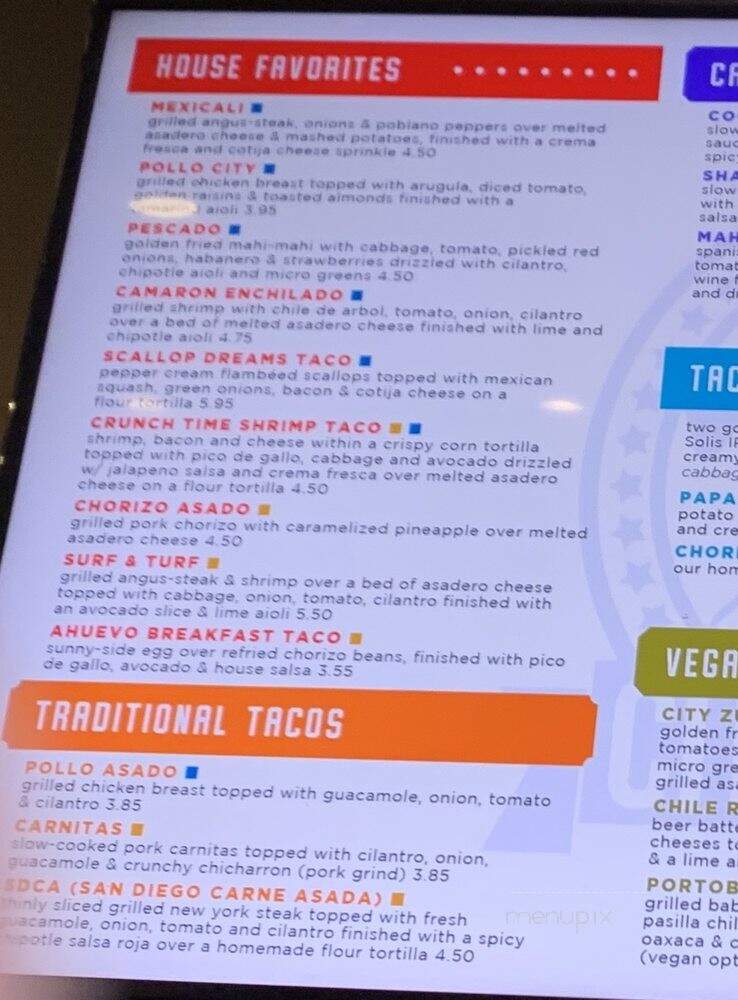 City Tacos - San Diego, CA menu_pic