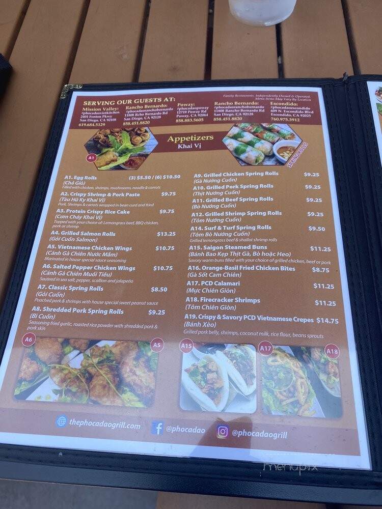 Pho Ca Dao Vietnamese Kitchen - San Diego, CA menu_pic