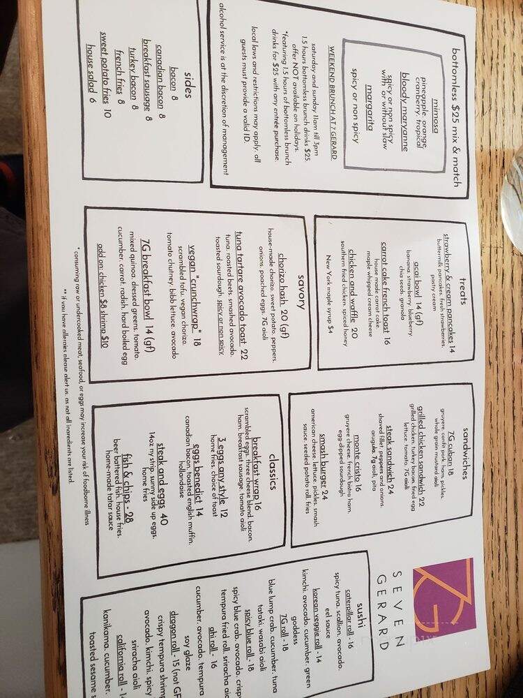 7 Gerard - Huntington, NY menu_pic