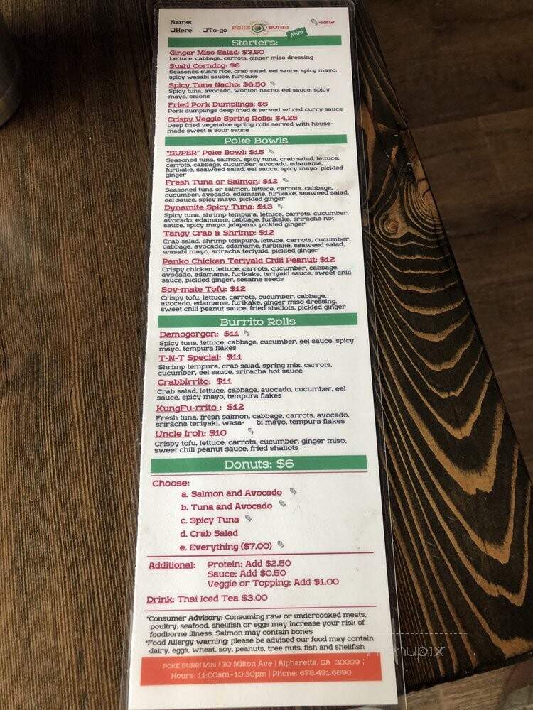 Poke Burri - Alpharetta, GA menu_pic