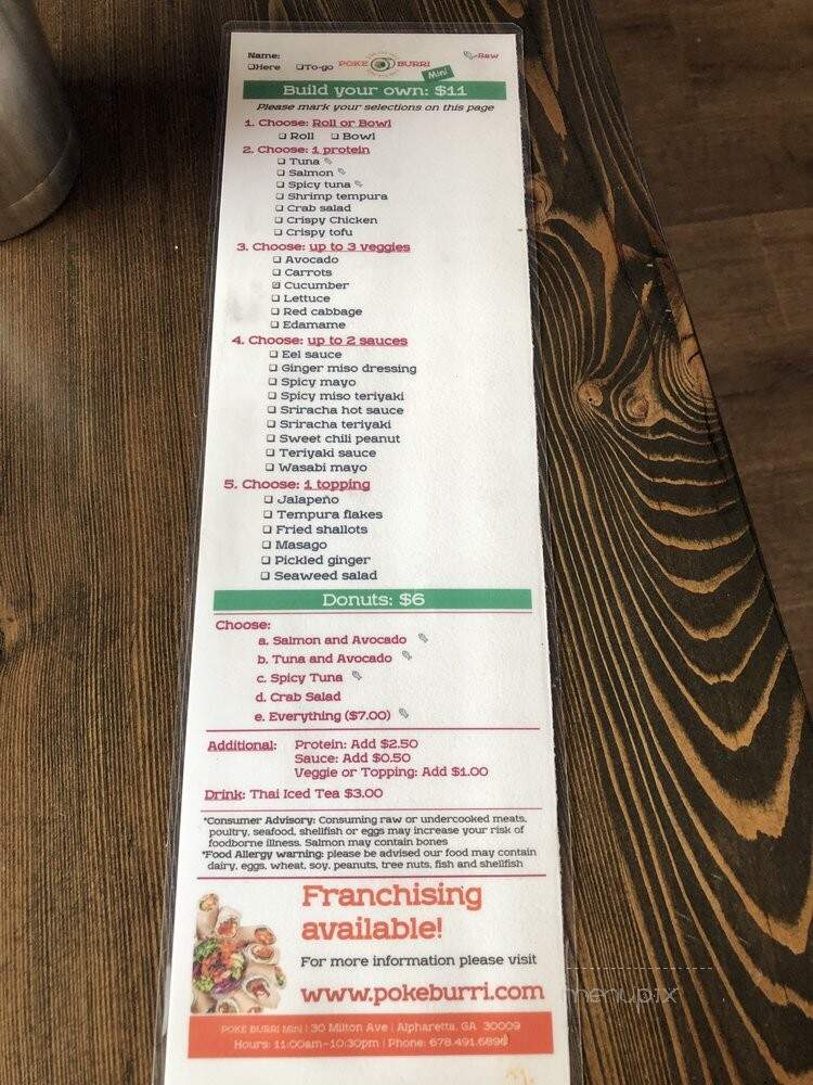 Poke Burri - Alpharetta, GA menu_pic