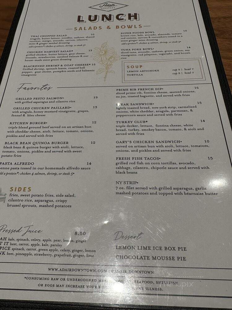 Adair Downtown - Houston, TX menu_pic