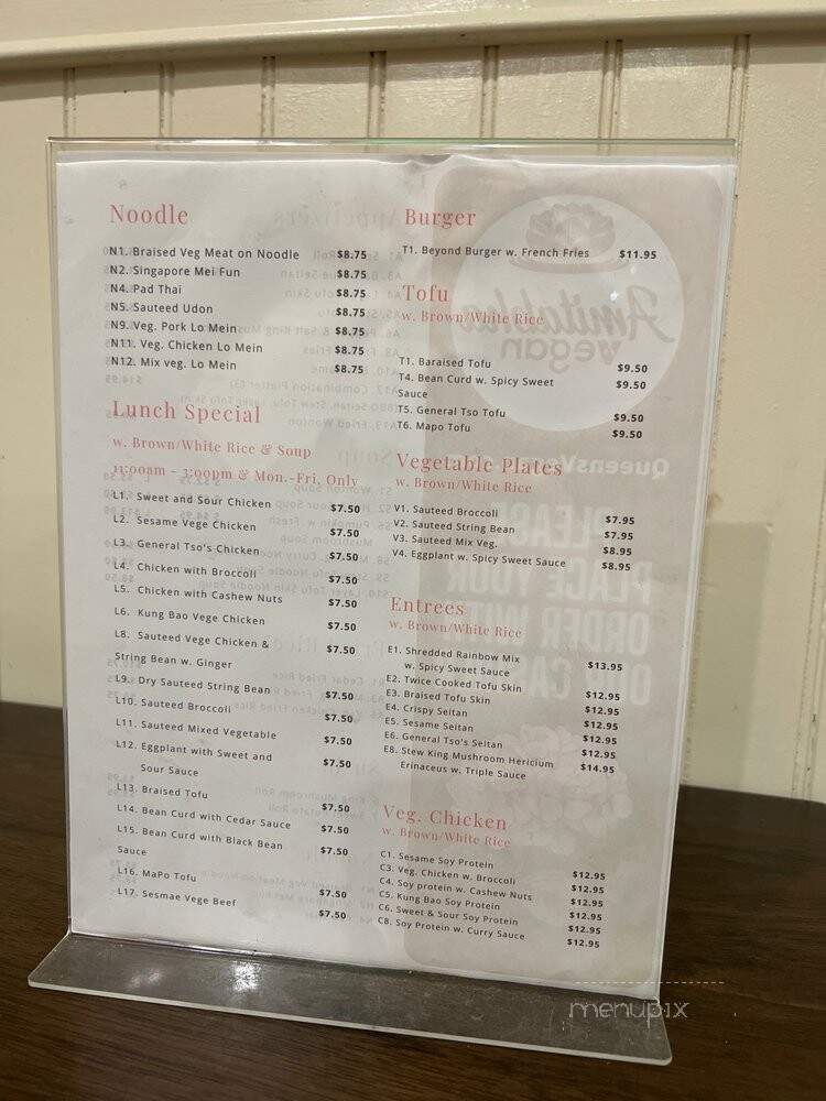 Amitabha Vegetarian Restaurant - Fresh Meadows, NY menu_pic