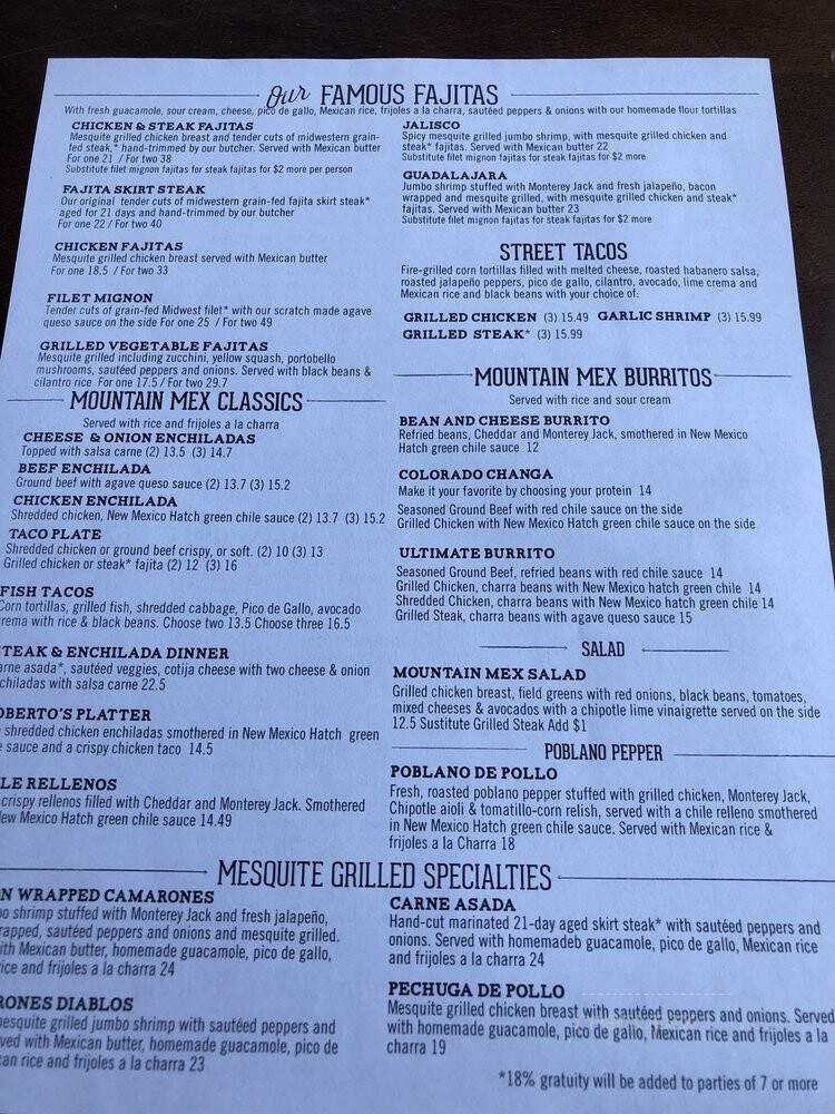 Uncle Julio's - Wheatridge, CO menu_pic