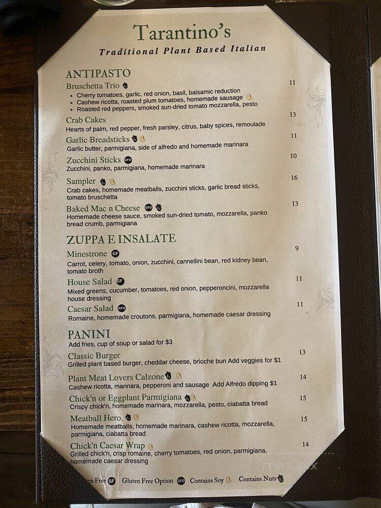 Tarantino's Vegan - Las Vegas, NV menu_pic
