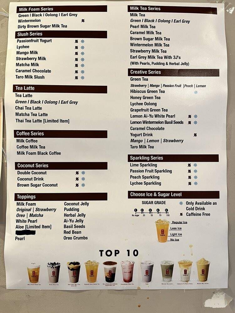 Gong Cha - New Brunswick, NJ menu_pic
