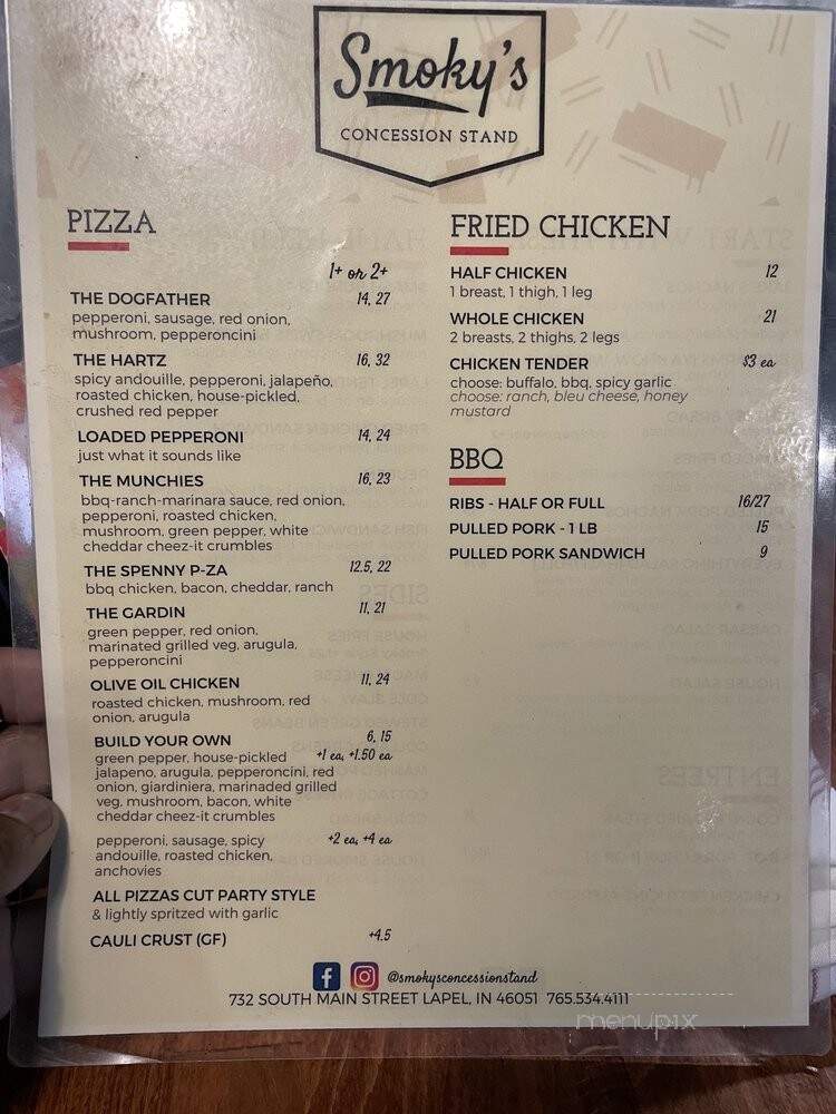 Smoky's Concession Stand - Lapel, IN menu_pic