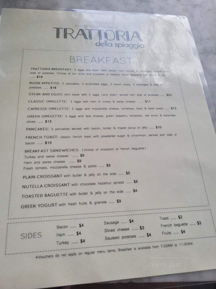 Trattoria Della Spiaggia - Miami Beach, FL menu_pic
