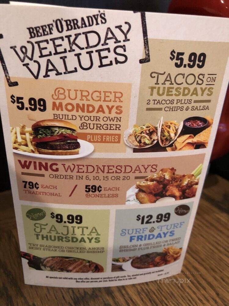 Beef O Brady's - Brandon, FL menu_pic