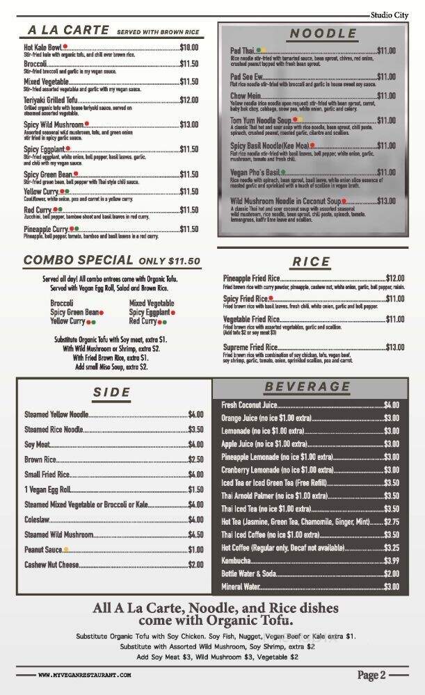 Vegan Studio - Los Angeles, CA menu_pic