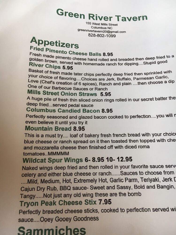 Green River Tavern - Columbus, NC menu_pic