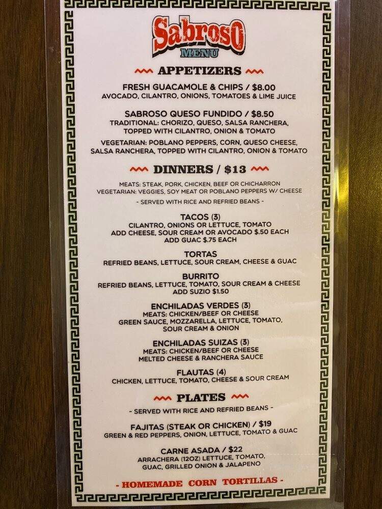 Sabroso Authentic Mexican - Rolling Meadows, IL menu_pic