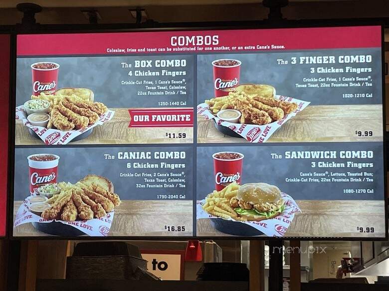 Raising Cane's Chicken Fingers - Anaheim, CA menu_pic