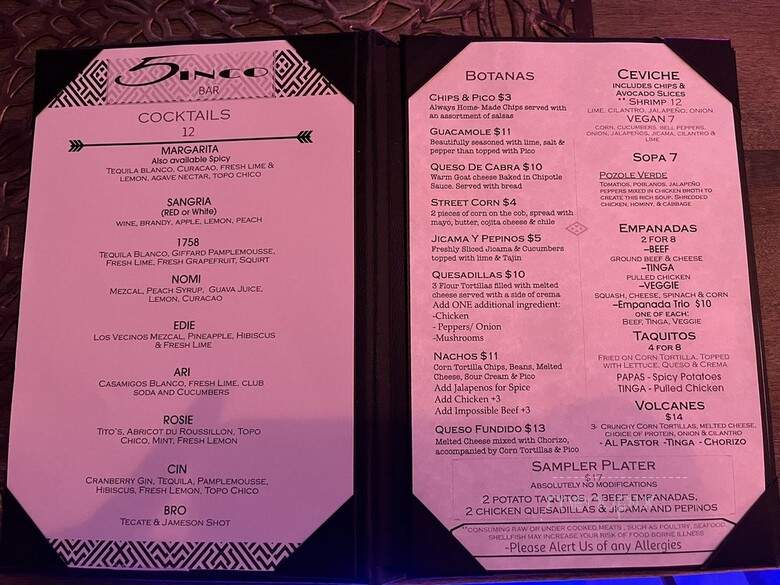 5inco Mexican Kitchen - Chicago, IL menu_pic