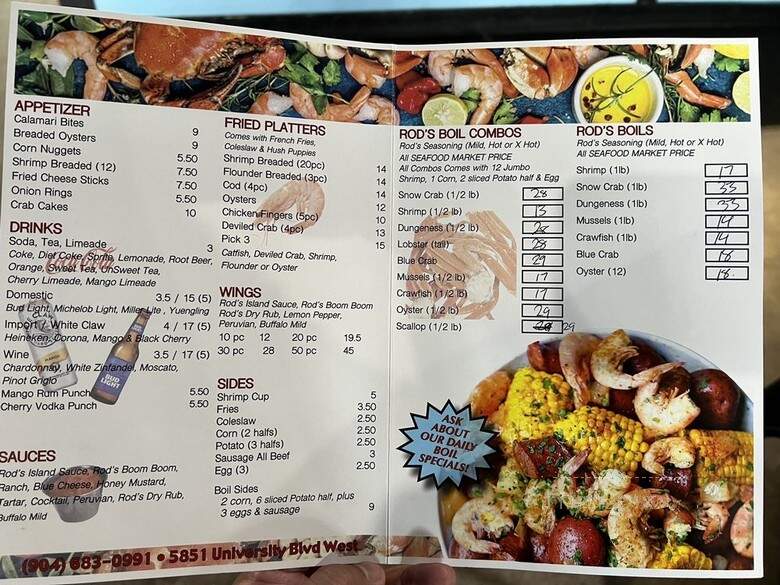 Rod's Crab Shack - Jacksonville, FL menu_pic