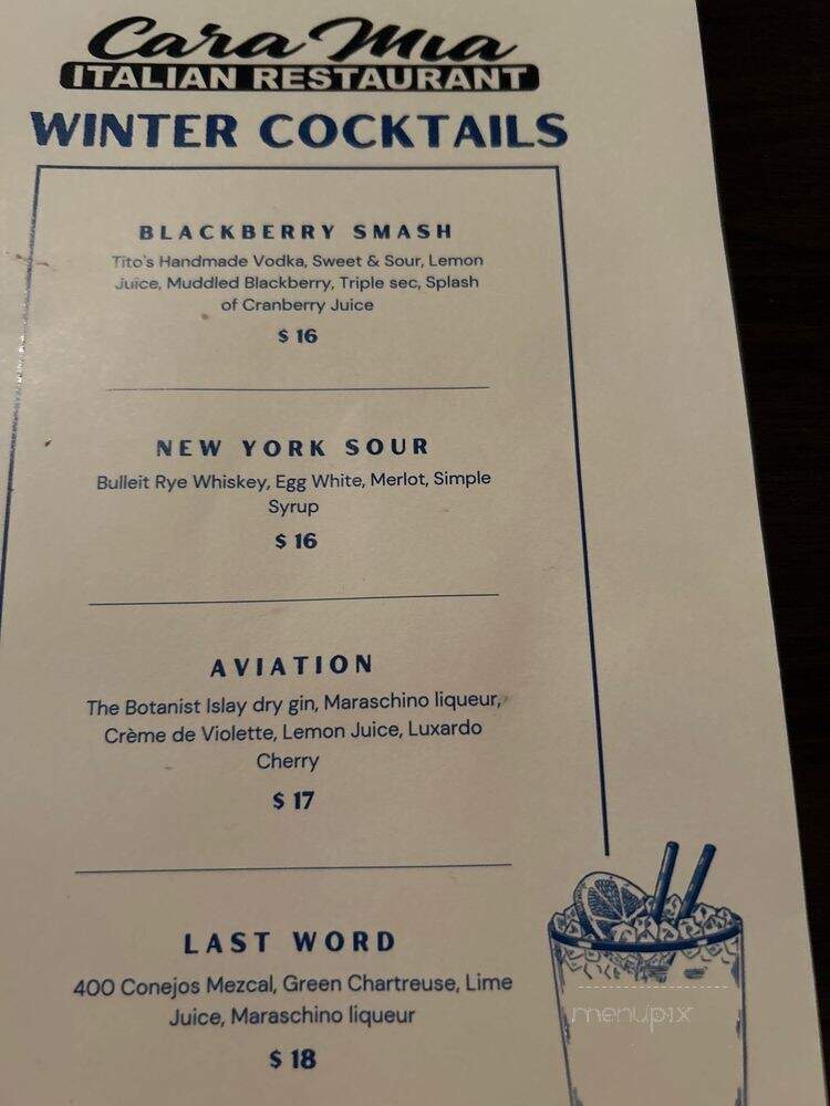 Cara Mia - Rancho Cucamonga, CA menu_pic