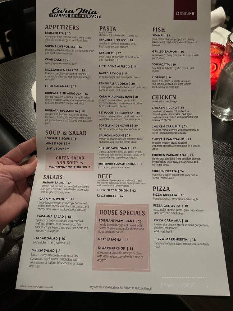 Cara Mia - Rancho Cucamonga, CA menu_pic