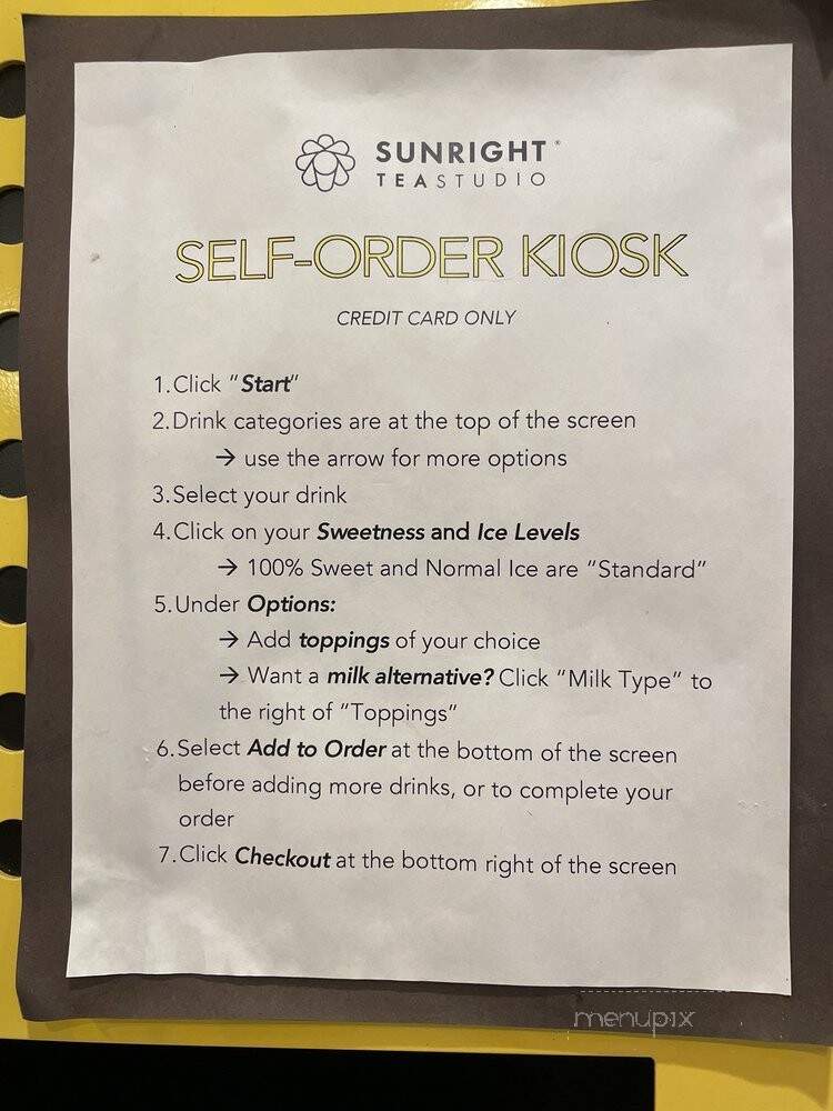 Sunright Tea Studio - Chino, CA menu_pic