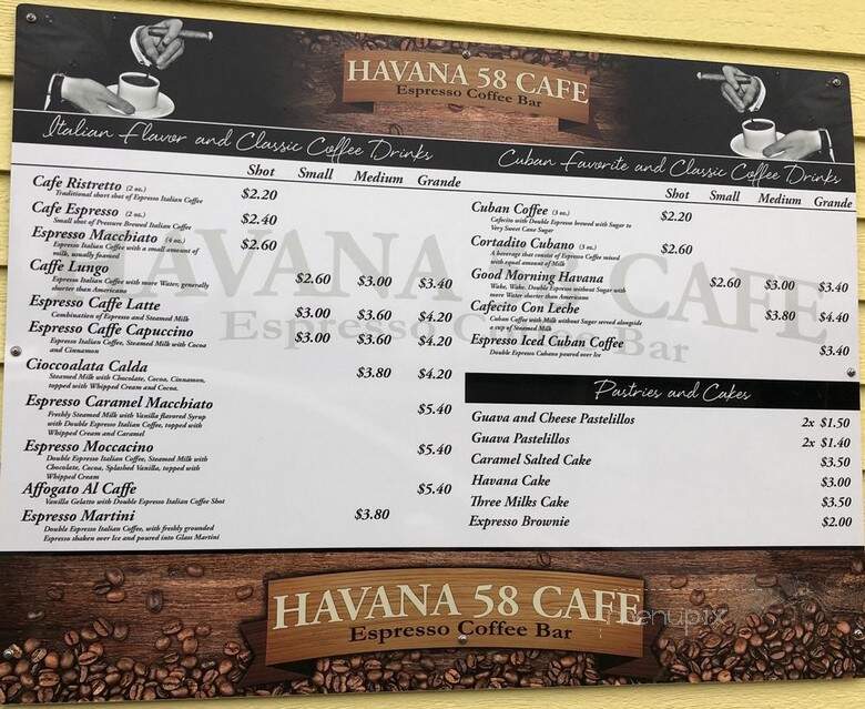 Havana 58 Cafe Espresso Coffee Bar - Jacksonville, NC menu_pic