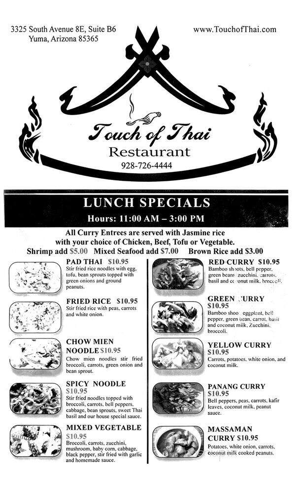Touch of Thai - Yuma, AZ menu_pic