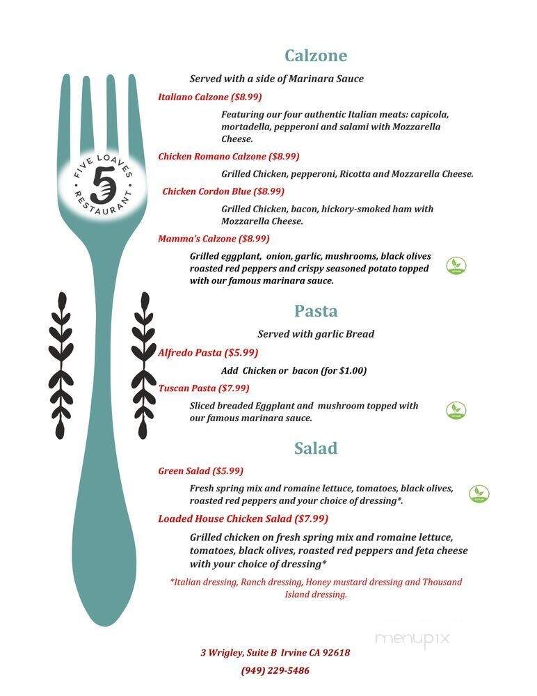 Five Loaves - Irvine, CA menu_pic