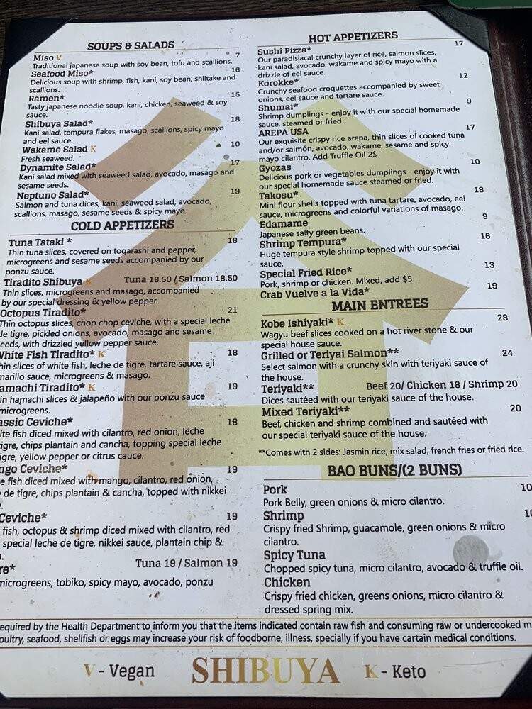 Shibuya Sushi Art - Weston, FL menu_pic