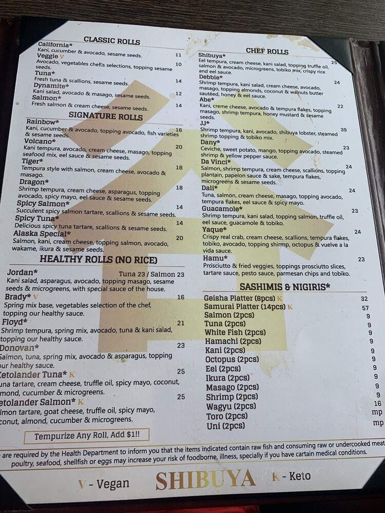 Shibuya Sushi Art - Weston, FL menu_pic