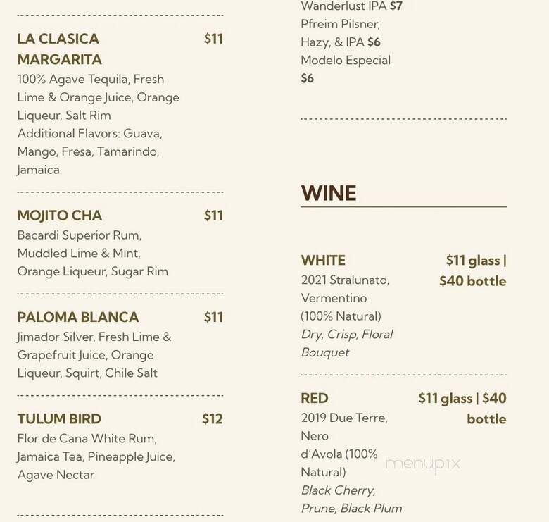 Cha Cha Cha Taqueria - Portland, OR menu_pic