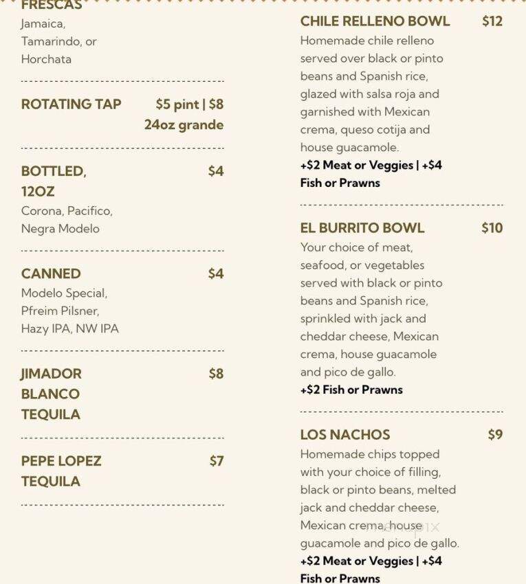 Cha Cha Cha Taqueria - Portland, OR menu_pic