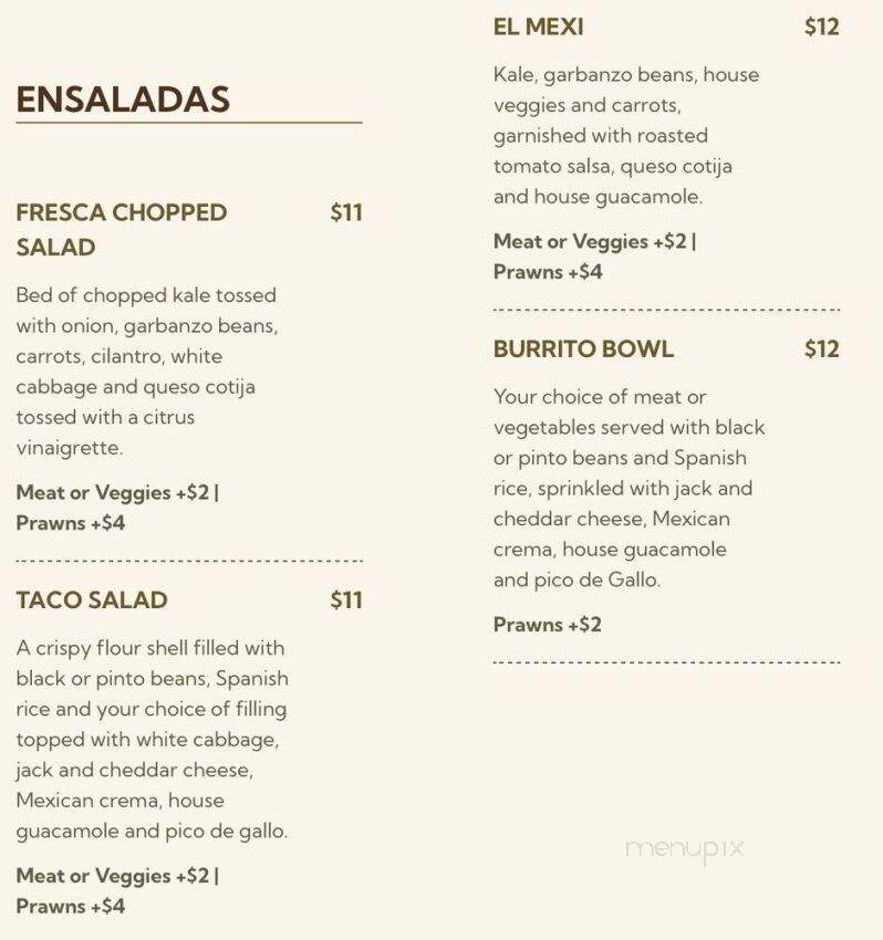 Cha Cha Cha Taqueria - Portland, OR menu_pic