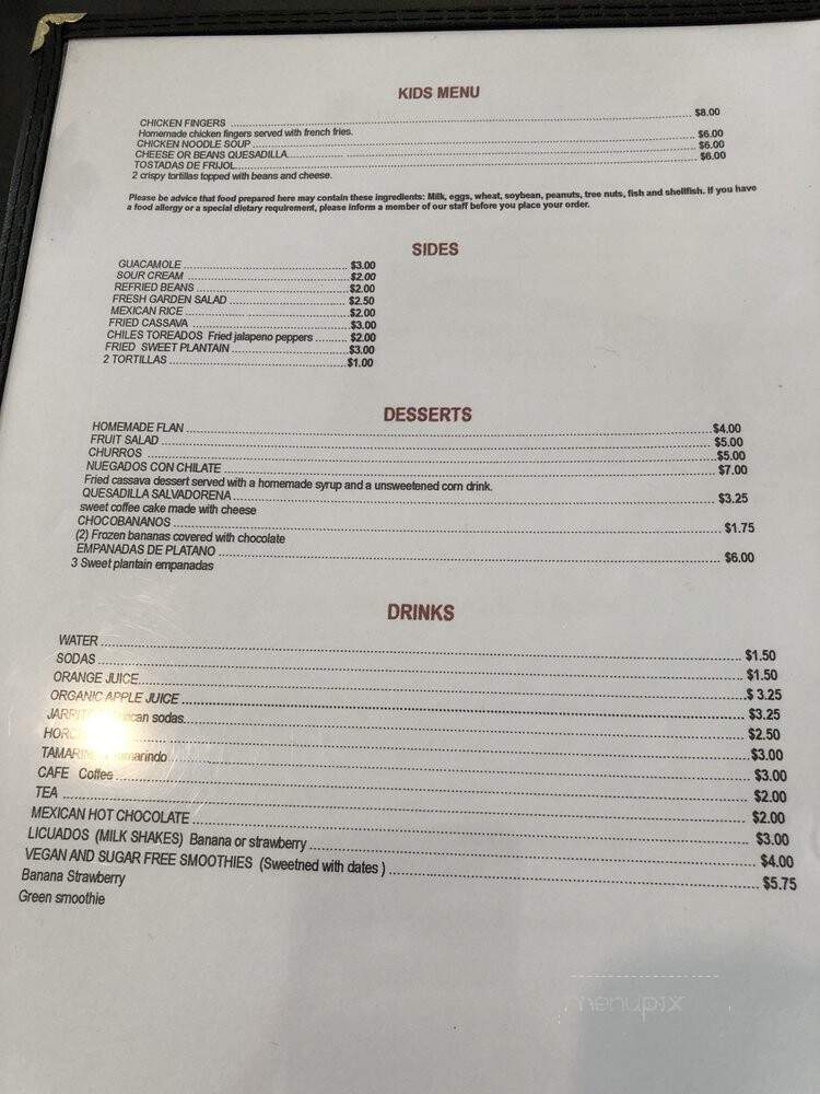 La Villa Mexican and Salvadoran Food - South Orange, NJ menu_pic