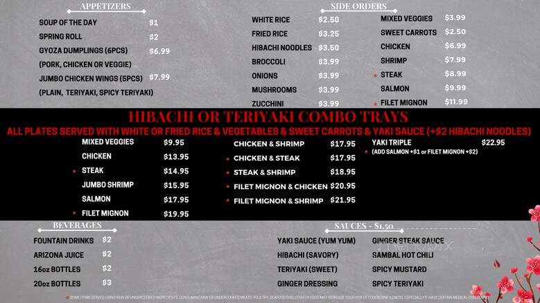 Yakiko Hibachi Grill - Charlotte, NC menu_pic