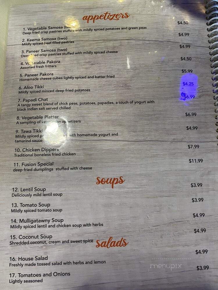 Indian Fusion - West Chester Township, OH menu_pic