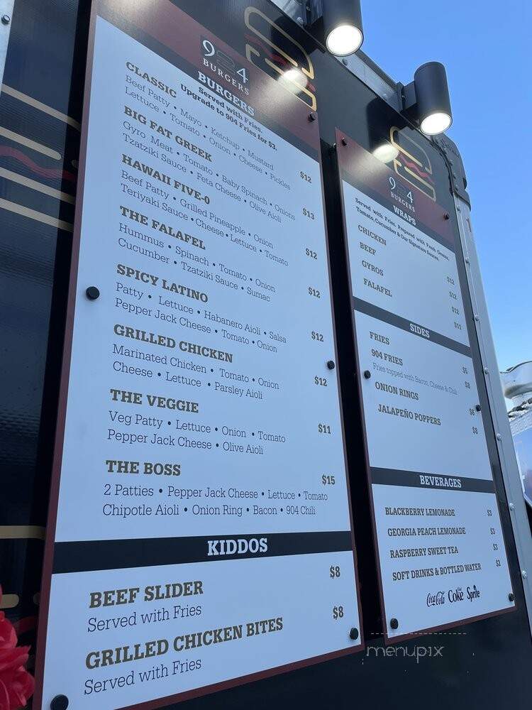 904 Burgers - Jacksonville, FL menu_pic