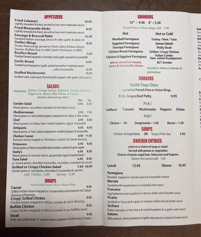 Stellas's Pizza & Italian Restaurant - Wethersfield, CT menu_pic