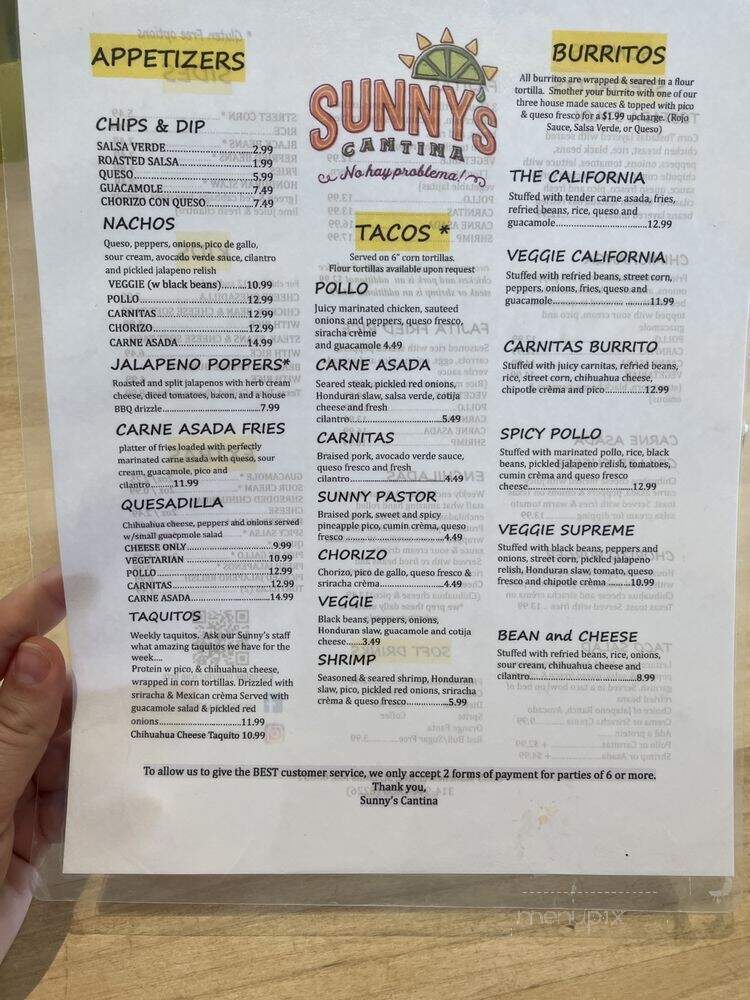 Sunny's Cantina - St Louis, MO menu_pic