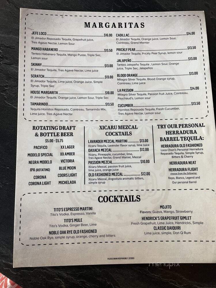 Loco-chon Bar & Grill - Newcastle, WA menu_pic