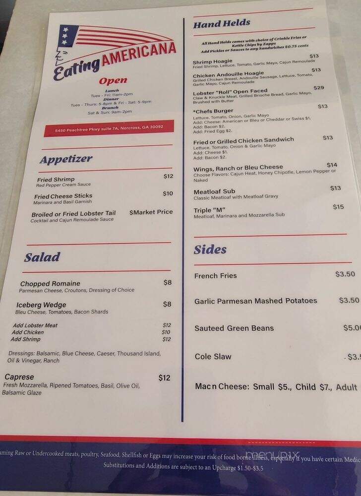 Eating Americana - Norcross, GA menu_pic