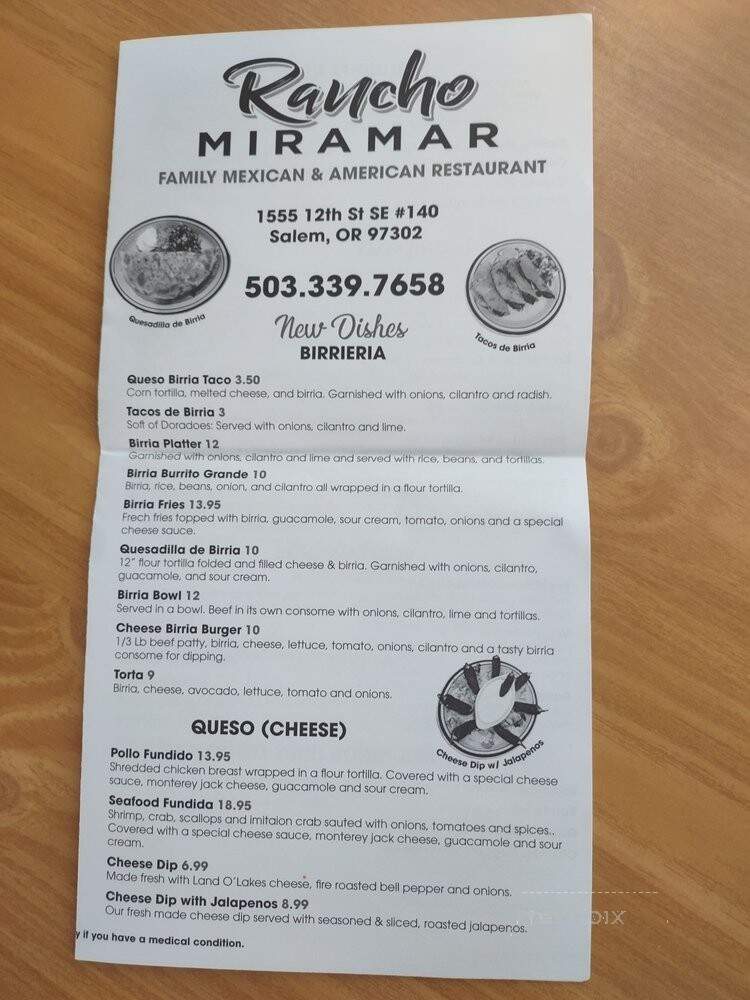 Rancho Miramar - Salem, OR menu_pic
