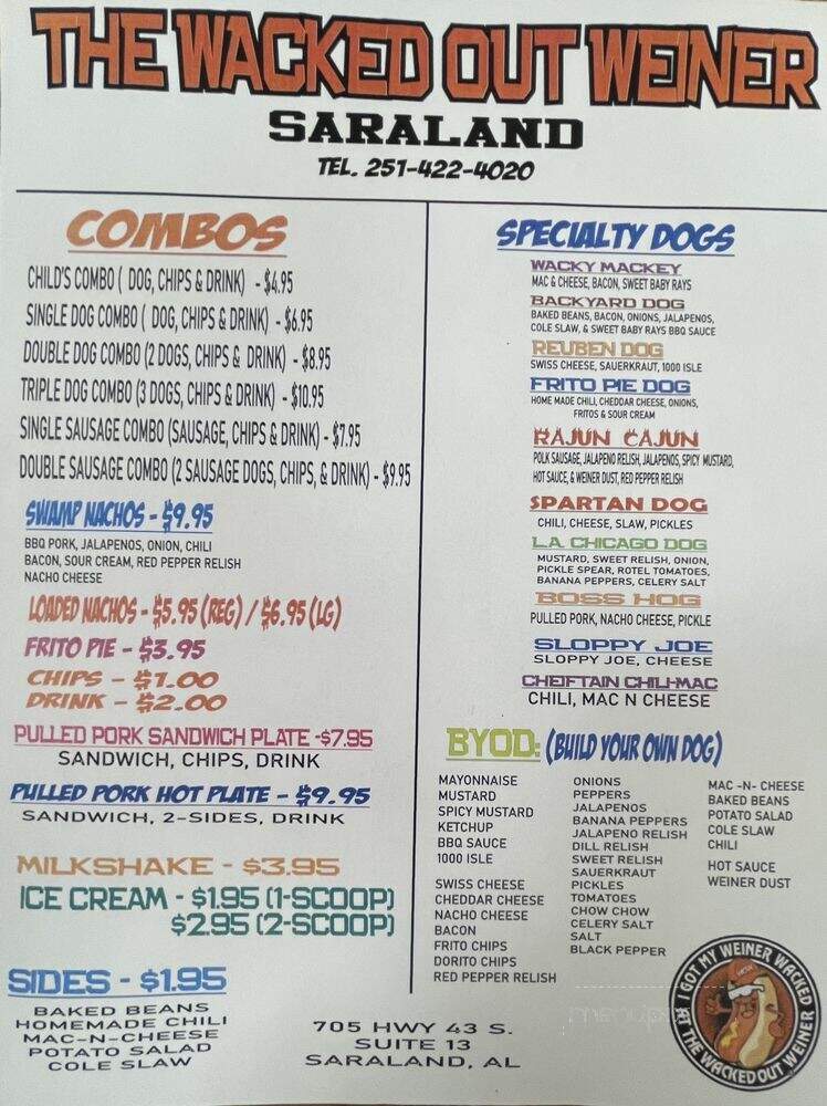 The Wacked Out Weiner - Saraland, AL menu_pic
