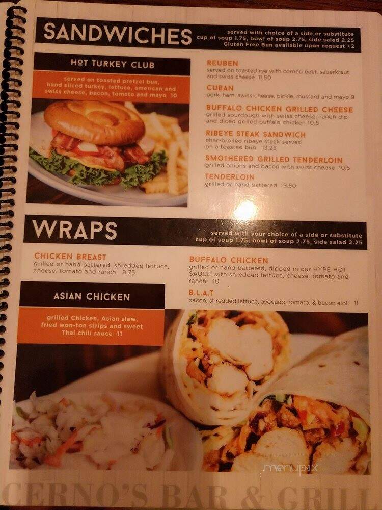 Cerno's Bar & Grill - Elmwood, IL menu_pic