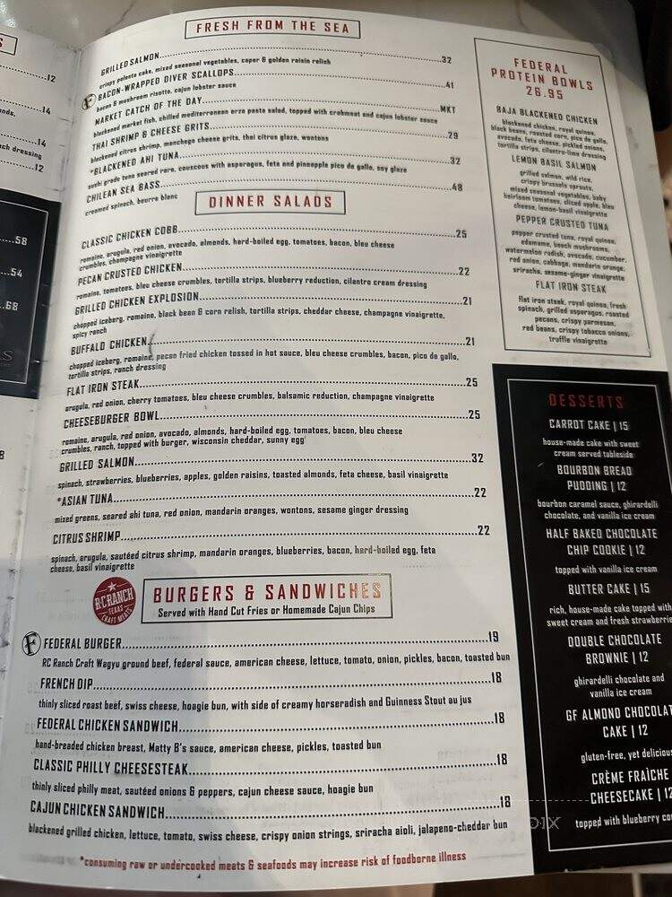 Federal American Grill - Houston, TX menu_pic